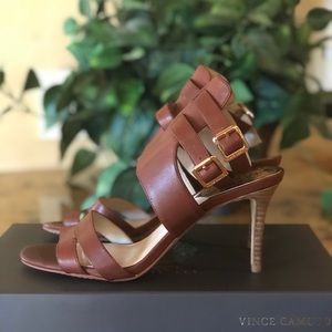 Vince Camuto Nella Heels in Brown Leather Size 6.5